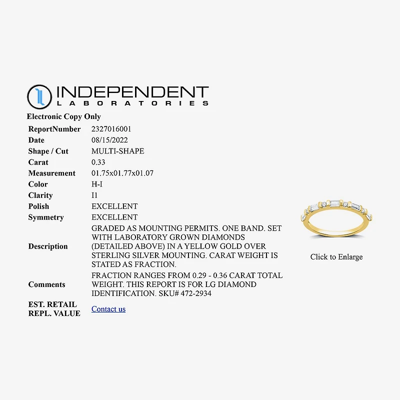 I Said Yes (H-I / I1) Womens 1/3 CT. T.W. Lab Grown White Diamond 14K Gold Over Silver Sterling Wedding Band