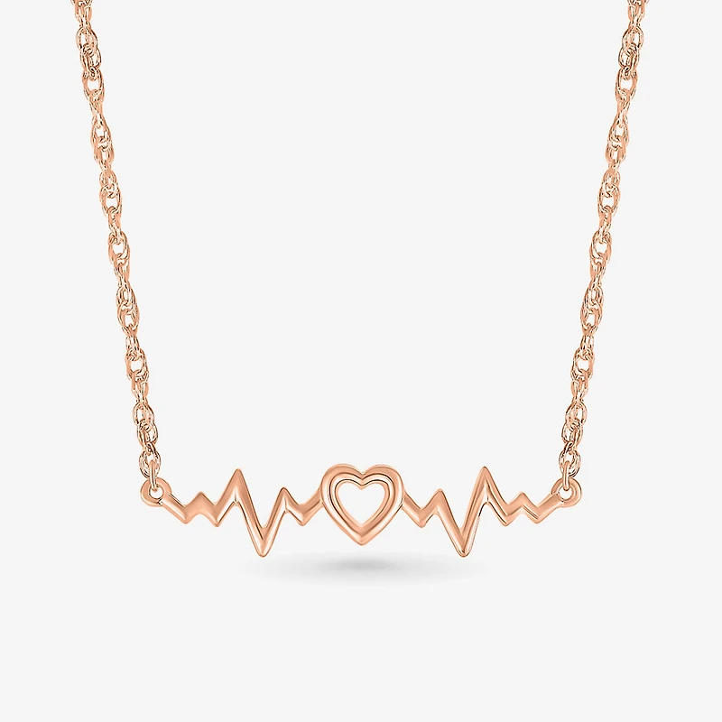 Womens 10K Gold Heart 18 Inch Pendant Necklace