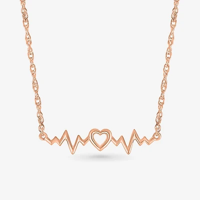 Womens 10K Gold Heart 18 Inch Pendant Necklace