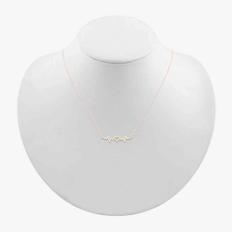 Womens 10K Gold Heart 18 Inch Pendant Necklace