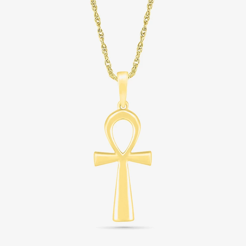 Womens 10K Gold Cross 18 Inch Pendant Necklace