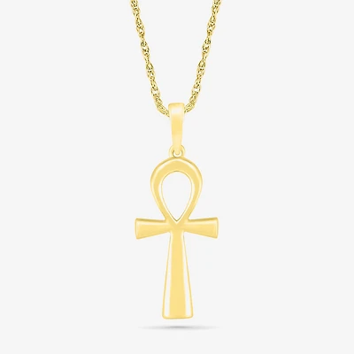 Womens 10K Gold Cross 18 Inch Pendant Necklace