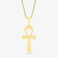 Womens 10K Gold Cross 18 Inch Pendant Necklace