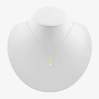 Womens 10K Gold Cross 18 Inch Pendant Necklace