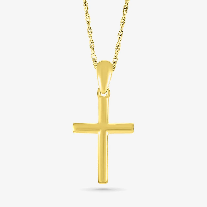 Womens 10K Gold Cross 18 Inch Pendant Necklace