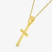 Womens 10K Gold Cross 18 Inch Pendant Necklace