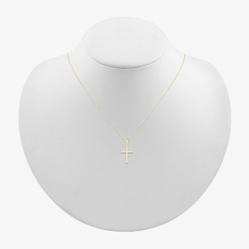 Womens 10K Gold Cross 18 Inch Pendant Necklace