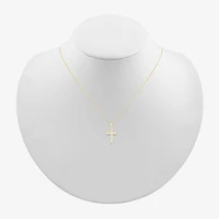 Womens 10K Gold Cross 18 Inch Pendant Necklace