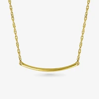 Womens 10K Gold Curved 18 Inch Pendant Necklace