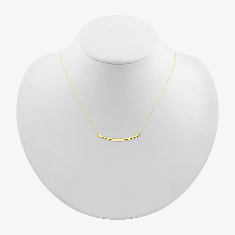 Womens 10K Gold Curved 18 Inch Pendant Necklace