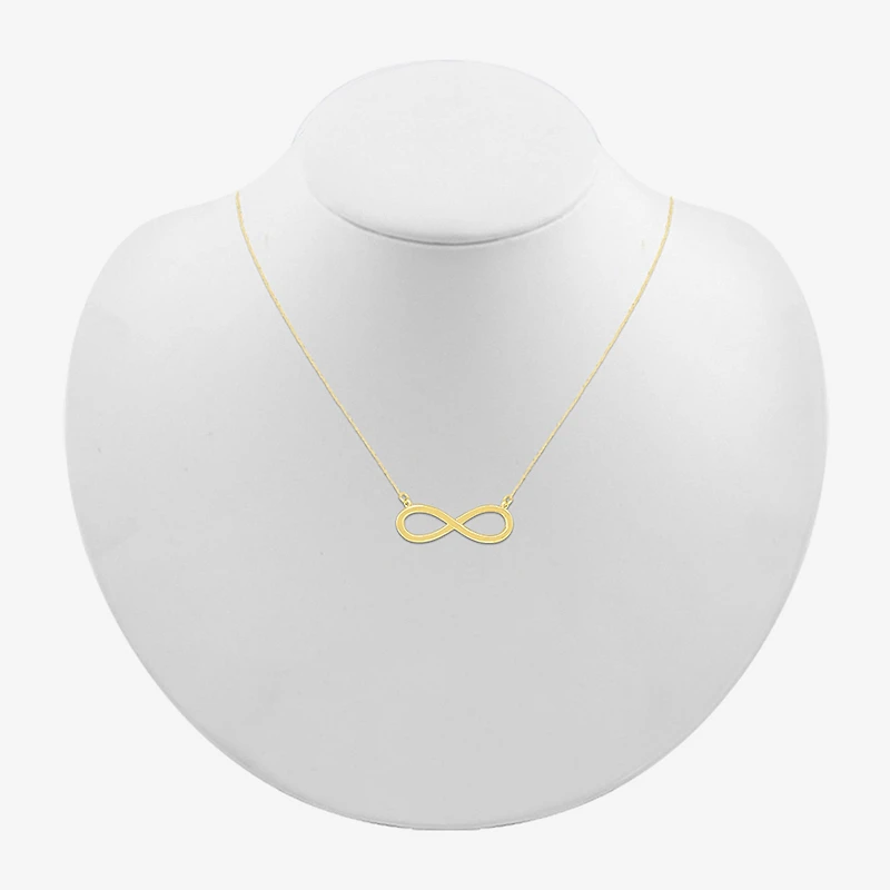 Womens 10K Gold Infinity 18 Inch Pendant Necklace