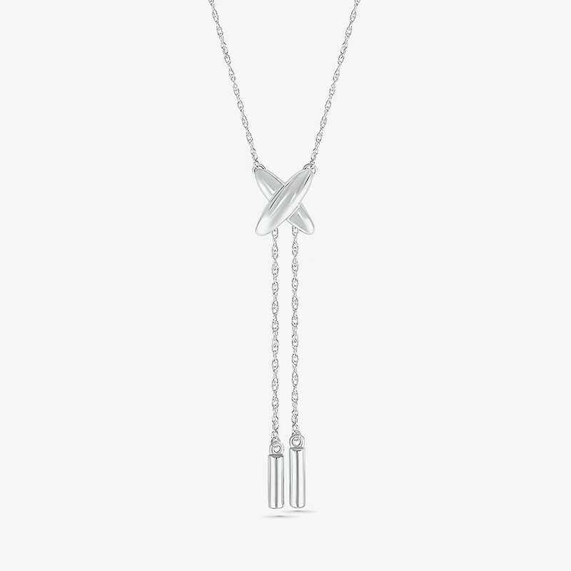 Lariat Style Womens 10K White Gold Y Necklace