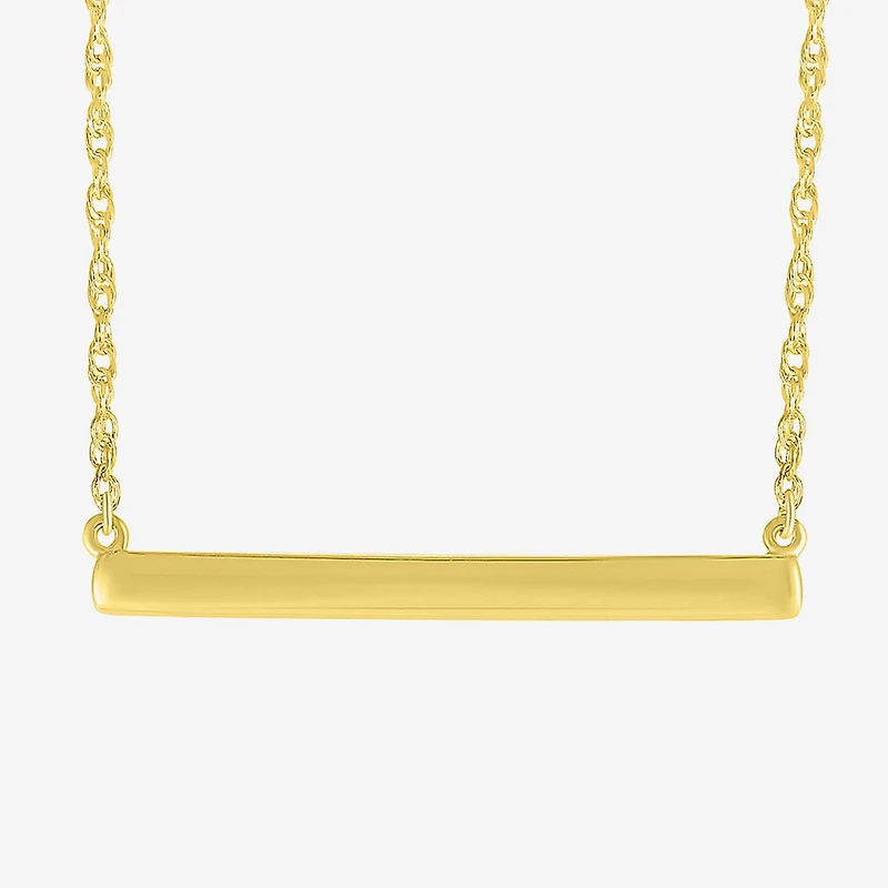 Womens 10K Gold Bar 18 Inch Pendant Necklace