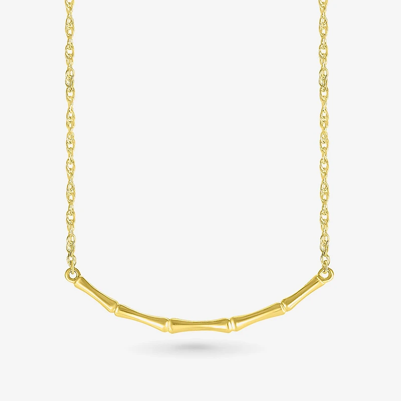 Womens 10K Gold Curved 18 Inch Pendant Necklace
