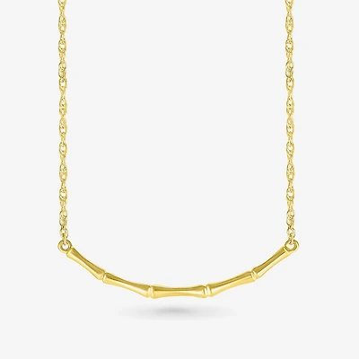 Womens 10K Gold Curved 18 Inch Pendant Necklace
