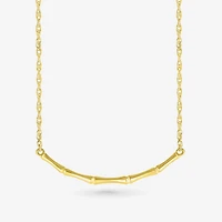 Womens 10K Gold Curved 18 Inch Pendant Necklace
