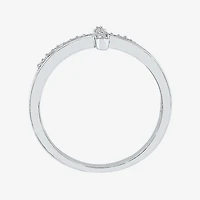 Sideways Womens Diamond Accent Natural White Sterling Silver Cross Delicate Cocktail Ring