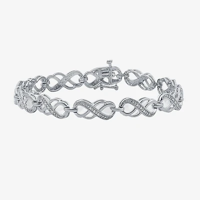 1/10 CT. T.W. Natural Diamond Sterling Silver Heart Tennis Bracelet