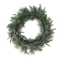 Glitzhome 2ft Pre-Lit Flocked Wreath