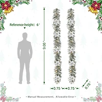 Glitzhome 2pc 9ft Pre-Lit Flocked Indoor Christmas Garland