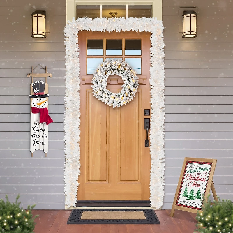 Glitzhome 9ft Pre-Lit White Pine Christmas Indoor Garland