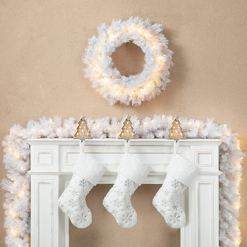 Glitzhome 9ft Pre-Lit White Pine Christmas Indoor Garland