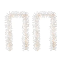 Glitzhome 2pc 9ft Pre-Lit White Pine Indoor Christmas Garland