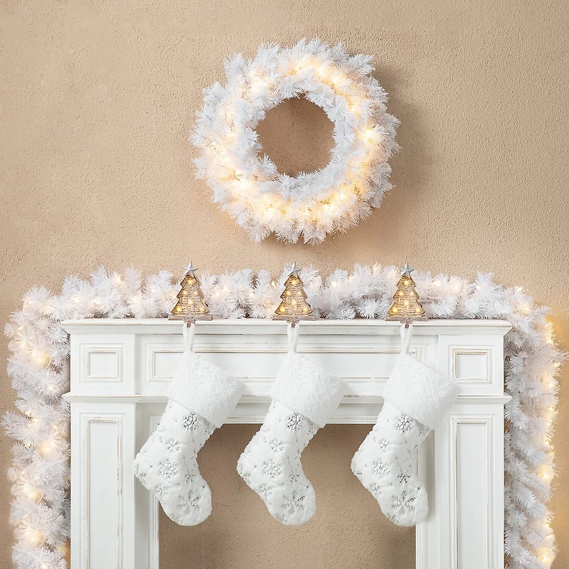 Glitzhome 2pc 9ft Pre-Lit White Pine Indoor Christmas Garland