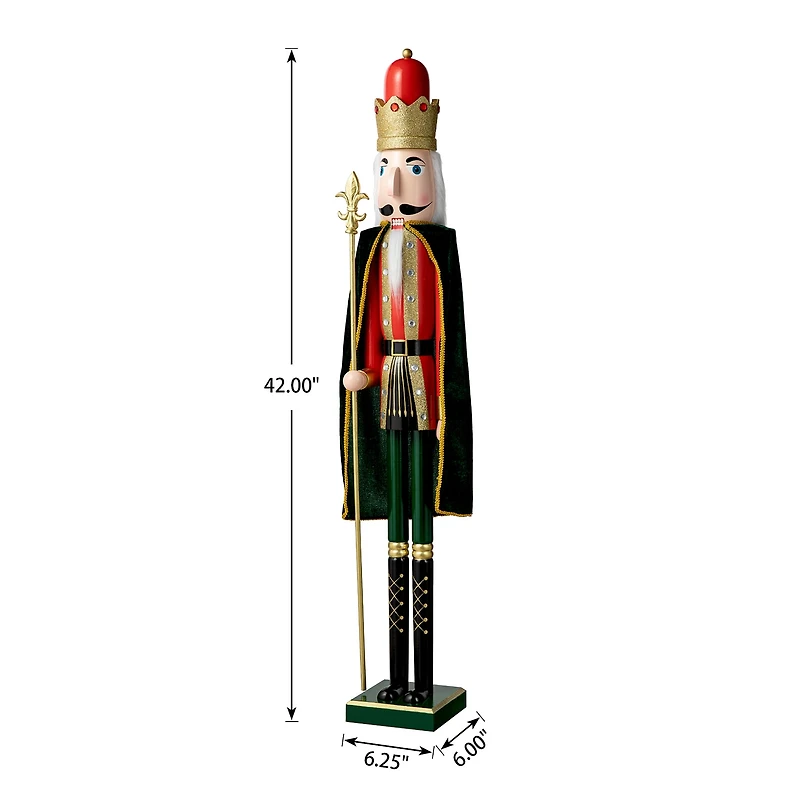 Glitzhome 3.5ft King Wooden Christmas Nutcracker