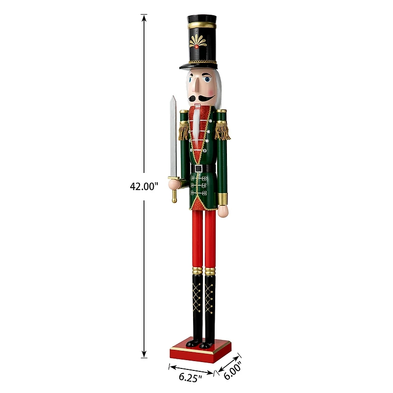 Glitzhome 3.5ft Wooden Christmas Nutcracker