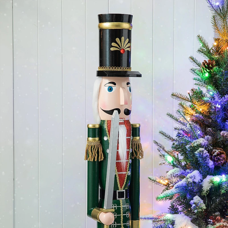 Glitzhome 3.5ft Wooden Christmas Nutcracker