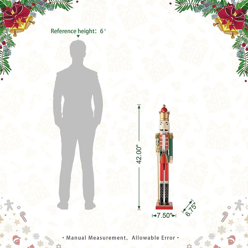 Glitzhome 3.5ft Wooden King Christmas Nutcracker