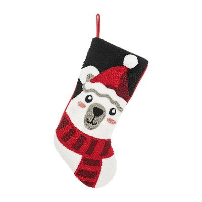 Glitzhome Polar Bear Hooked Christmas Stocking