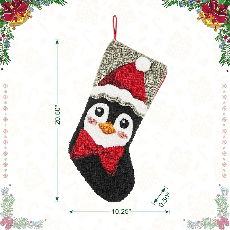 Glitzhome Penguin Hooked Christmas Stocking