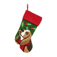 Glitzhome Dog Hooked Christmas Stocking