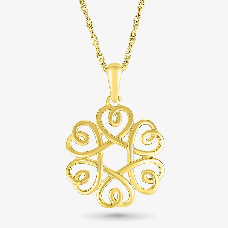 Womens 10K Gold Knot 18 Inch Pendant Necklace