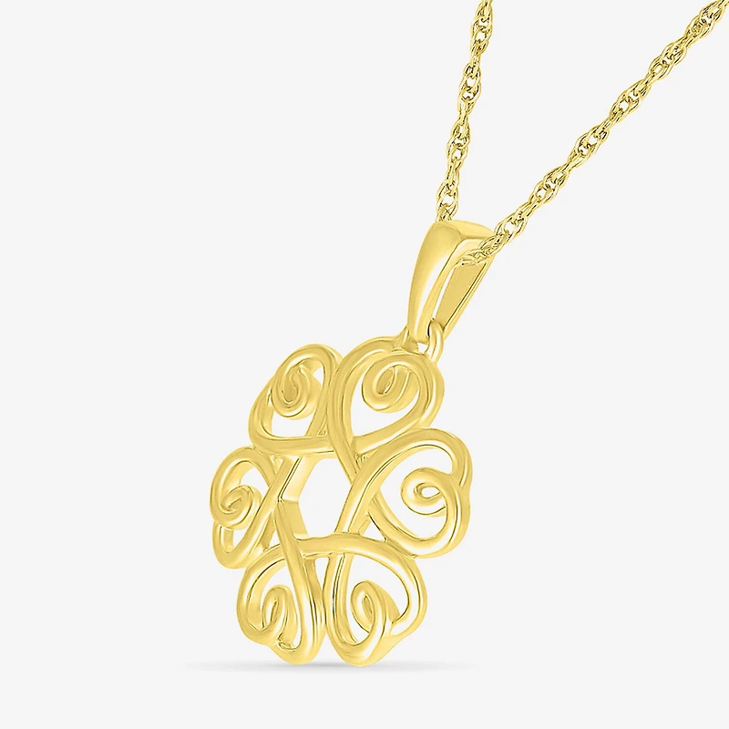 Womens 10K Gold Knot 18 Inch Pendant Necklace