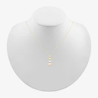 Womens 10K Tri-Color Gold Heart 18 Inch Pendant Necklace