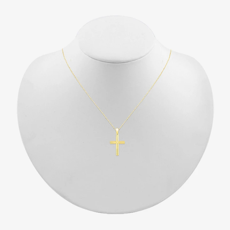 Womens 10K Gold Cross 18 Inch Pendant Necklace