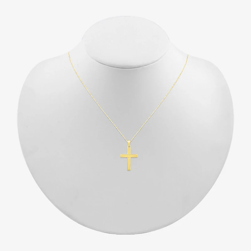 Womens 10K Gold Cross 18 Inch Pendant Necklace