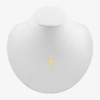 Womens 10K Gold Cross 18 Inch Pendant Necklace