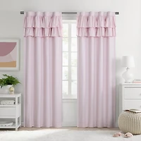 Under the Stars Kids Hayden Ruffle Rod Pocket Back Tab Energy Saving 100% Blackout Single Curtain Panel