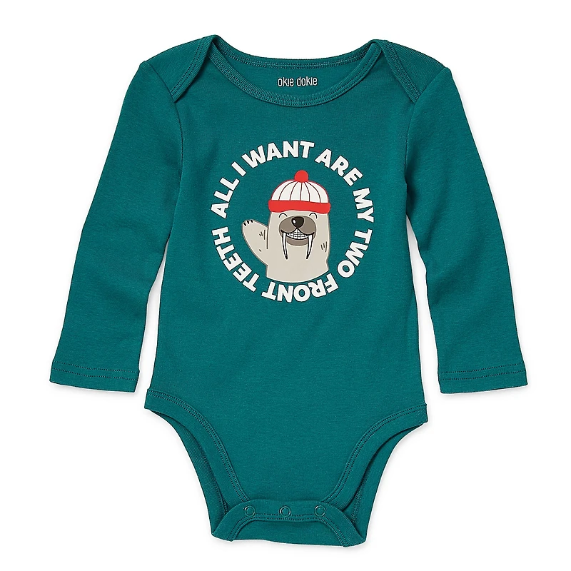 Okie Dokie Baby Boys Crew Neck Long Sleeve Rib Bodysuit