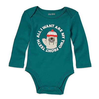 Okie Dokie Baby Boys Crew Neck Long Sleeve Rib Bodysuit
