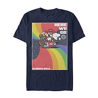 Mens Crew Neck Short Sleeve Regular Fit Super Mario Graphic T-Shirt