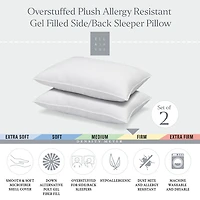 Ella Jayne Signature Plush Firm Allergy-Resistant Down Alternative Gel Filled Side/Back Sleeper Pillow Set of 2