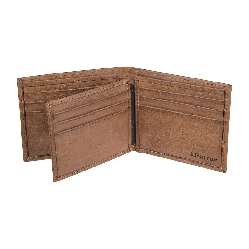 J. Ferrar Mens Extra Capacity Rfid Blocking Bifold Wallet