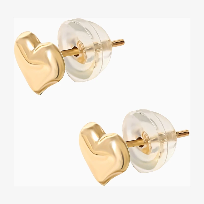 Girls 14K Gold Heart Stud Earrings