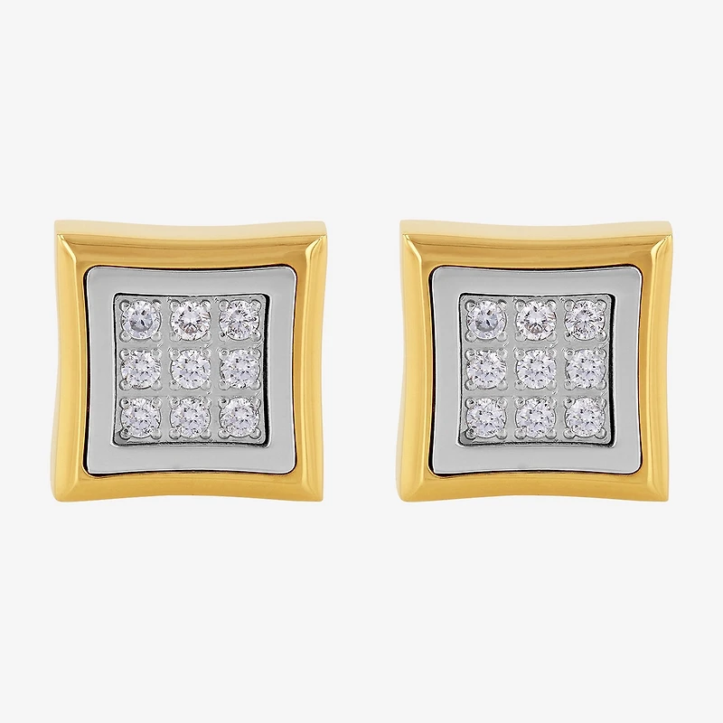 (G-H / I1) 1/4 CT. T.W. Lab Grown White Diamond Stainless Steel 10.7mm Square Stud Earrings