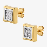 (G-H / I1) 1/4 CT. T.W. Lab Grown White Diamond Stainless Steel 10.7mm Square Stud Earrings